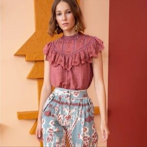 Ulla Johnson Delaine Top in Rosewood, Size 2 BNWT